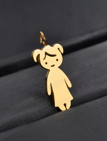 Personalized Stainless Steel Name & Date Necklace – Gold Family Pendant for Baby Boy or Girl
